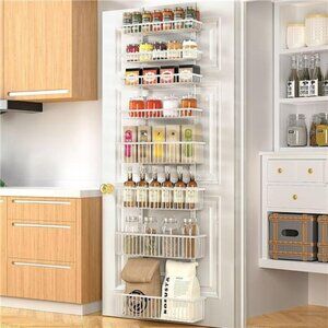 Moforoco Over the Door Pantry Organizer 8 Tier Metal Spice Rack Storage